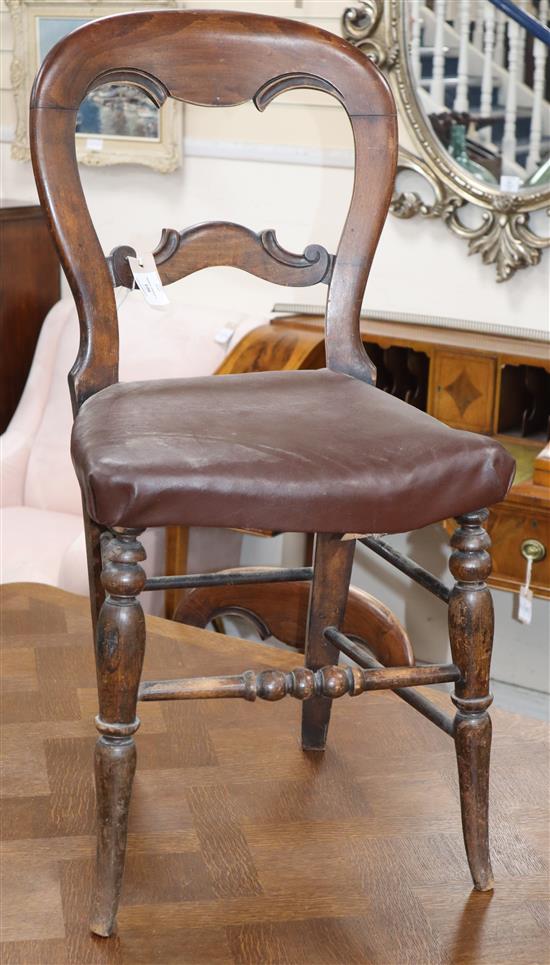 A set of six Victorian beech balloon back dining chairs